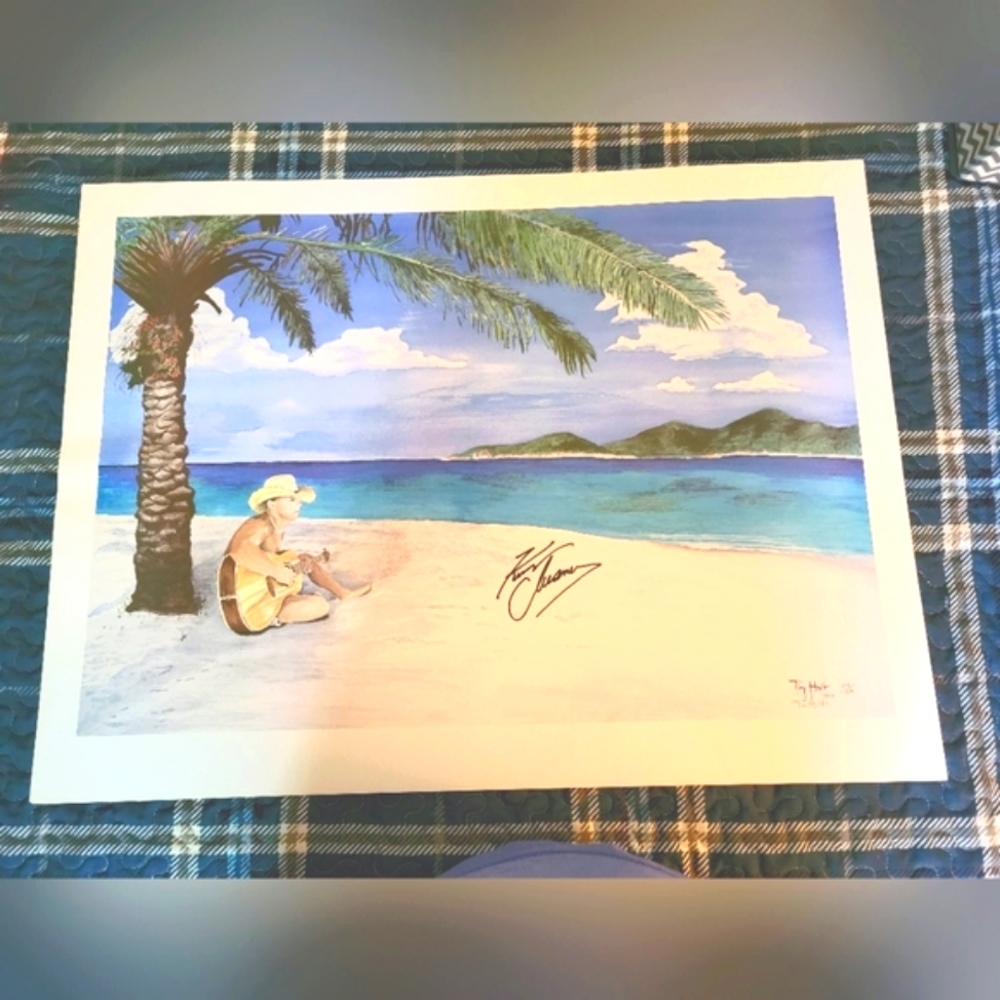 Limited Edition Autographed Kenny Chesney & Tim Holt watercolor painting